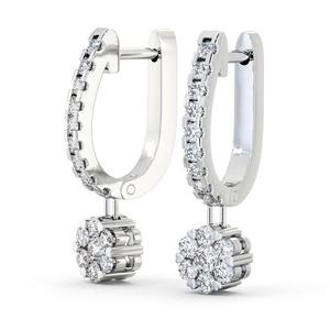Boucles d'oreilles pendantes uniques 1,95 ctw rondes en diamants cultivées en laboratoire pour femmes, broches en forme de cœur, Huggie Hoop, boucles d'oreilles personnalisées pour mariage - Product Image 4