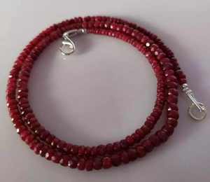 Collar hecho a mano con cuentas de rubí natural, piedras preciosas sueltas, corte Rondel, cuentas facetadas, Color rojo - Product Image 1