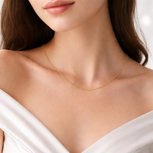 Delicado Collar de Cadena de Eslabones Ovalados Minimalistas de Plata de Ley 925 Chapado en Oro para Regalo - Product Image 4