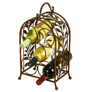 Durable Wrought Iron <b>Metal</b> Vintage <b>Wine</b> <b>Rack</b> Antique Copper Finished Tabletop Organizer Home Dining Room Bar Ware Beverage - Product Image 1
