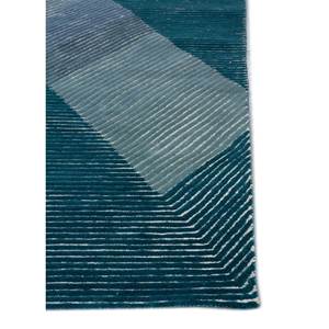 Alfombra Rectangular Azul de Lana y Viscosa Hecha a Mano con Diseño Geométrico, 9x12, para Sala de Estar, Entrada, Pasillo -TNQ-1369 - Product Image 4