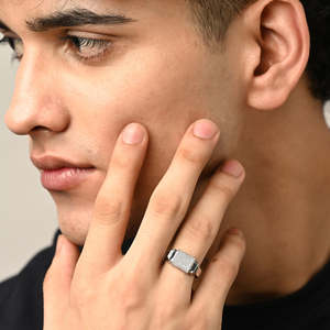 NOVAMART Fine Premium 925 Pure Sterling <b>Silver</b> <b>Rings</b> for <b>Men</b> Gold Plated with Adjustable Size Wholesale Export - Product Image 4