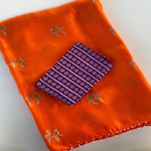 Sari en soie de jute pure VASTRA COTTAGE, tissage de perroquet, bordure en dentelle Moti avec contraste, chemisier Banarasi, tenue de fête - Product Image 5