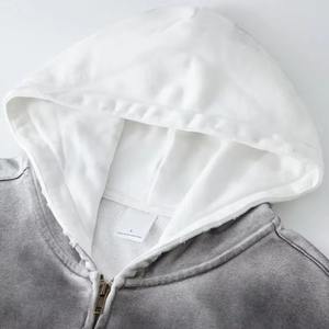 Sudadera con capucha personalizada para hombre, nueva moda, ropa de calle Vintage con cremallera doble, cremallera ácida lavada, 450 GSM, estilo Premium bordado, Invierno - Product Image 6