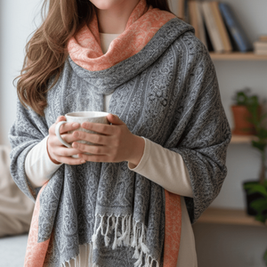 Grey Peach Dual-Tone Paisley <b>Pashmina</b> Shawl Summer Cashmere Modal Rayon Polyester Jersey Lace Digital Leopard Letter Solid - Product Image 3