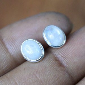 925 Sterling <b>Silver</b> Moonstone Gemstone <b>Stud</b> <b>Earrings</b> Jewelry Handmade <b>Silver</b> Boho Style <b>Earrings</b> Jewelry For Women Wedding Gift - Product Image 5