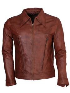 Chaqueta de Cuero Vintage Marrón Suave de Alta Calidad, Estilo Nuevo, para Hombre, Totalmente Personalizada, Cuello Alto de Piel de Oveja Original, Cierre de Cremallera para Invierno - Product Image 4