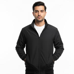 Veste coupe-vent pour homme en toile à col montant, fermeture éclair intégrale, respirante, séchage rapide, streetwear d'hiver, logo personnalisé sur le devant, OEM 240g - Product Image 1