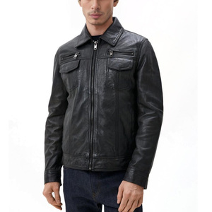 High Quality <b>Genuine</b> <b>Leather</b> <b>Jacket</b> Factory Direct Plus Size Zipper <b>Leather</b> <b>Jacket</b> Fashionable <b>Leather</b> <b>jacket</b> for men - Product Image 2