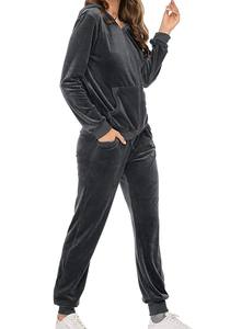 Ensemble de survêtement décontracté pour femme en coton imprimé à capuche pour l'hiver, tenue de sport deux pièces pour le jogging et l'usage quotidien - Product Image 2