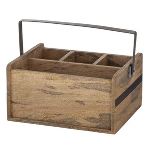 Caddy de service en bois de manguier au design classique Organisateur de cuisine décoratif pour le stockage de la vaisselle Couverts Utilisation de bureau-OEM Design - Product Image 2