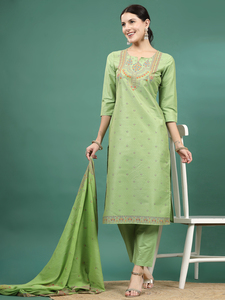 ชุดพิมพ์ลายสีเขียวจากนักออกแบบชุดสูท Salwar Kameez แบบพรีเมี่ยมชุดพิมพ์ลายสีเขียวสำหรับงานแต่งงานและงานเทศกาล OEM - Product Image 2