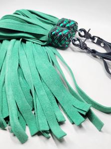 <b>Green</b> <b>and</b> <b>Black</b> Handmade Whip Leather Flogger Set <b>Top</b> Seller by Industries 2-Piece Bondage Gear - Product Image 2