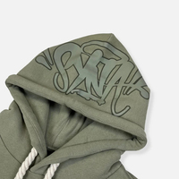 Conjuntos de Dos Piezas Estilo Vintage Personalizados OEM, con Bolsillo Canguro, Impresión Puff Personalizada, Trajes Deportivos de Invierno, Lavado Ácido, 100% Algodón
