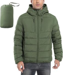 แจ็คเก็ตขนแกะมีฮู้ดสำหรับผู้ชาย, เสื้อโค้ทระบายอากาศกันลมกันน้ำน้ำหนักเบาปกตั้งตั้งได้สำหรับฤดูหนาว - Product Image 1