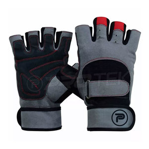 Guantes de cuero de Color gris para levantamiento de pesas, manoplas de seguridad para gimnasio, ejercicio, levantamiento de pesas, precio barato de fábrica - Product Image 1