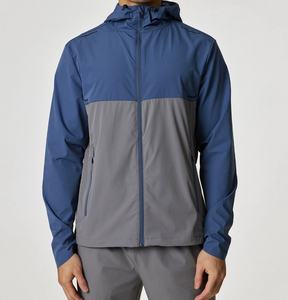 Vestes coupe-vent personnalisées de haute qualité 95% polyester 5% spandex tissées dans les quatre sens vêtements de sport extensibles survêtements légers pour hommes - Product Image 5