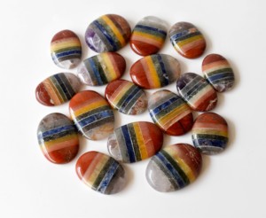 Wholesale Multicolor Chakra Real Crystal Worry Stones Natural Agate Polished Carved Bonded Decoration Thumb stone - Product Image 5