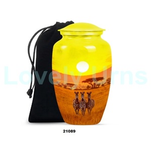 Urna para adultos de cremación de cebra de puesta de sol de aluminio de la mejor calidad para cenizas humanas, urna grande decorativa con bolsa de terciopelo gratis - Product Image 1