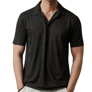 Camiseta Negra Personalizada para Hombre, 100% Algodón, Tejido de Felpa Texturizado, Transpirable, Corte Ajustado, Manga Corta, Ropa Casual, OEM al por Mayor - Product Image 1