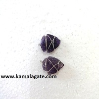 Pierre précieuse en obsidienne noire faite à la main, en forme de pointe de flèche, enroulée de fil, plaquée argent antique, thème mascotte, bijoux tendance Gujarat