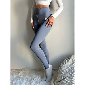 Women's LJ High Waist <b>Yoga</b> Leggings Full Length Seamless Spandex <b>Plus</b> <b>Size</b> Elastic Waist Workout <b>Pants</b> Light Grey Brand Logo Leg - Product Image 5