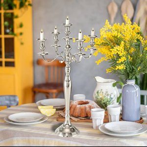 New Arrival Aluminum 5 Arms <b>Candelabra</b> For Home & Wedding Dining Table Decorative silver Plated Floor <b>Candelabra</b> - Product Image 5