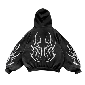 Logo personnalisé fabriqué en usine 100% coton polaire lavage à l'acide en détresse sérigraphie sweat à capuche hiver Streetwear sweat à capuche zippé - Product Image 2