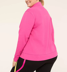 Sweat-shirt à demi-zip pour femme grande taille avec logo personnalisé, col montant décontracté, manches longues, pull-over, tenue de sport, ourlet à cordon - Product Image 2