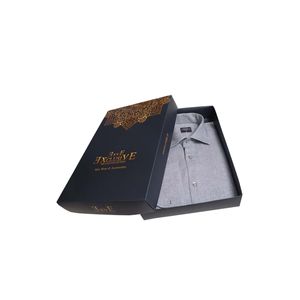 Grey Herringbone French Double <b>Cuff</b> Shirt - Product Image 1