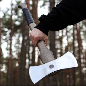 Wholesale Customized Top Quality OEM ODM Service Professional Axe Dual Blade Chopping and Camping Hatchet with Ash Wood <b>Handle</b> - Product Image 2