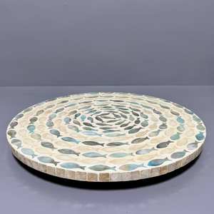 Plateau de service en mosaïque de nacre de haute qualité, style Art déco, vaisselle artisanale - Product Image 5
