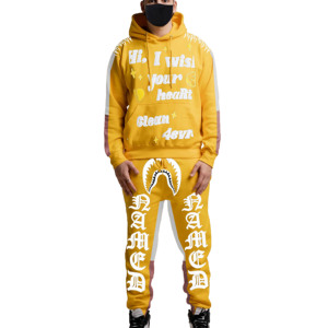 Survêtement pour homme à capuche, coupe classique, 100% coton, taille élastique, imprimé par sublimation, respirant, coupe-vent, écologique, séchage rapide - Product Image 1