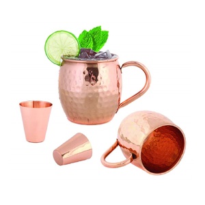 Moscow Mule <b>Mugs</b> <b>Set</b> of 4 Pcs Handcrafted Pure Solid Copper Cups with Hammered - Product Image 2