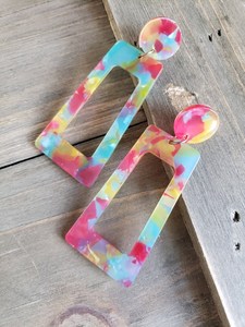 Boucles d'oreilles pendantes en résine au design simple, couleur unie, accessoires tendance pour femme, idéal pour un cadeau - Grande Vente - Product Image 3