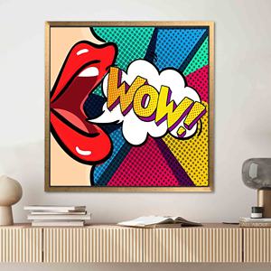 Impresión en lienzo de arte pop vibrante: grafiti urbano y arte cómico, con marco dorado - Product Image 1