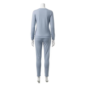 Ensembles pour femmes en tissu polyester uni teint toute saison avec fonction antistatique, légers, confortables, vêtements de détente, vêtements de tous les jours - Product Image 3
