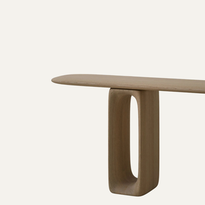 Mesa Consola Convertible de Lujo Contemporáneo, de Madera de Teca Sólida Esculpida, con Detalles de Hierro Espejado, para Entrada, Villa, Hotel, Dormitorio, Estilo Moderno - Product Image 3