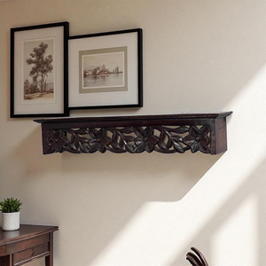 Étagère murale en bois noir faite à la main, décor mural sculpté, pour le salon et l'entrée, décor pré-assemblé, décorations murales, décoration intérieure - Product Image 4