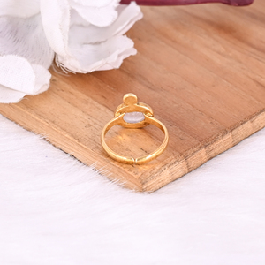 Solid 925 Sterling Silver Rainbow Moonstone Gemstone <b>Yellow</b> Gold Plated Adjustable Minimalist Ring Christmas Gifts Jewelry - Product Image 6