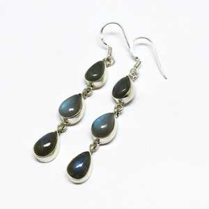 Pendientes colgantes clásicos hechos a mano sólidos de Plata de Ley 925 con forma de pera Natural, labradorita, piedras preciosas, ajuste de bisel, regalo fino - Product Image 4