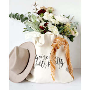 Durable Eco-Friendly Cotton Canvas Tote <b>Bag</b> <b>Long</b> Zipper Customizable Reusable for Daily Use Gift 'You're Really Pretty' Medium - Product Image 4