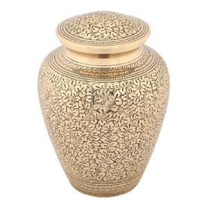 Urnas de cremación para adultos de latón de alta calidad con grabado completo, urnas funerarias de metal con acabado dorado y negro para cenizas humanas - Product Image 2