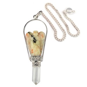 Venta al por mayor Sunstone cuarzo tallado a mano péndulo ángulo péndulo para curación y Reiki radiestesia Sunstone cristal ángulo péndulos - Product Image 5