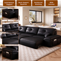 Canapé inclinable ergonomique haut de gamme en cuir, avec repose-jambes extensibles, soutien multi-zones, accoudoirs rabattables avec table et rangement