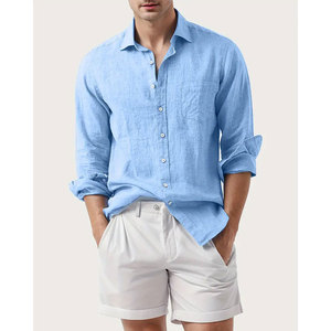 Camisas de cuello alto para hombre personalizadas OEM de alta calidad, camisa formal de manga larga con botones y cuello alto para hombre - Product Image 4