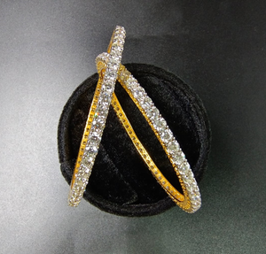 Solitaire Natural <b>Diamonds</b> Pair of <b>Bangles</b> - Product Image 1