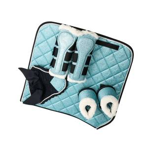 TARIQ MFG CO-Ensemble de tapis de selle pour cheval avec coussinet matelassé brillant et bonnet d'oreille assortis - Product Image 2