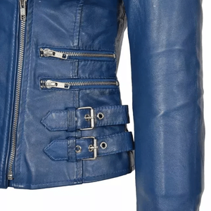 Veste en cuir d'agneau noir véritable conçue sur mesure pour les femmes Pakistan Made Slim Fit Biker Winter Jacket Breathability Caractéristique - Product Image 6