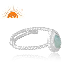 Última venta 925 anillo de piedras preciosas de Aguamarina Natural de plata esterlina joyería personalizada para mujeres regalo para ella - Product Image 4